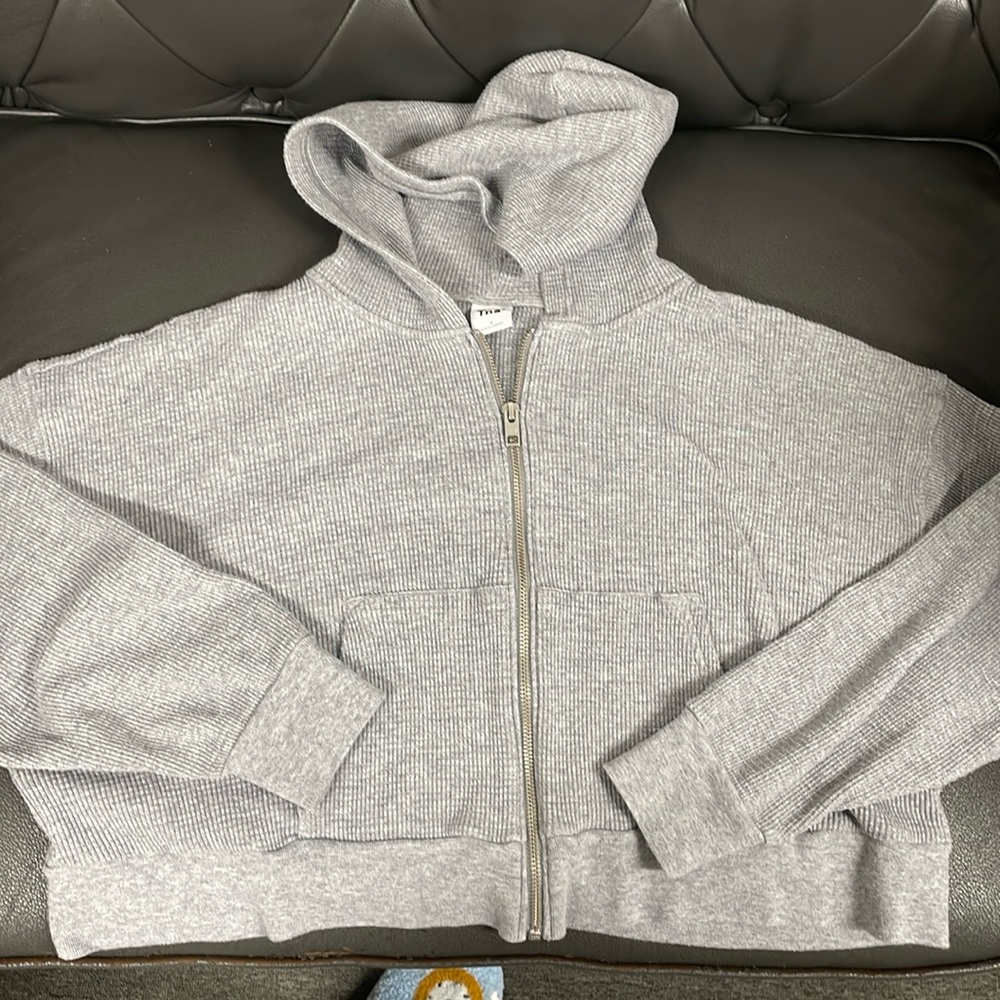 Waffle cropped zip up
